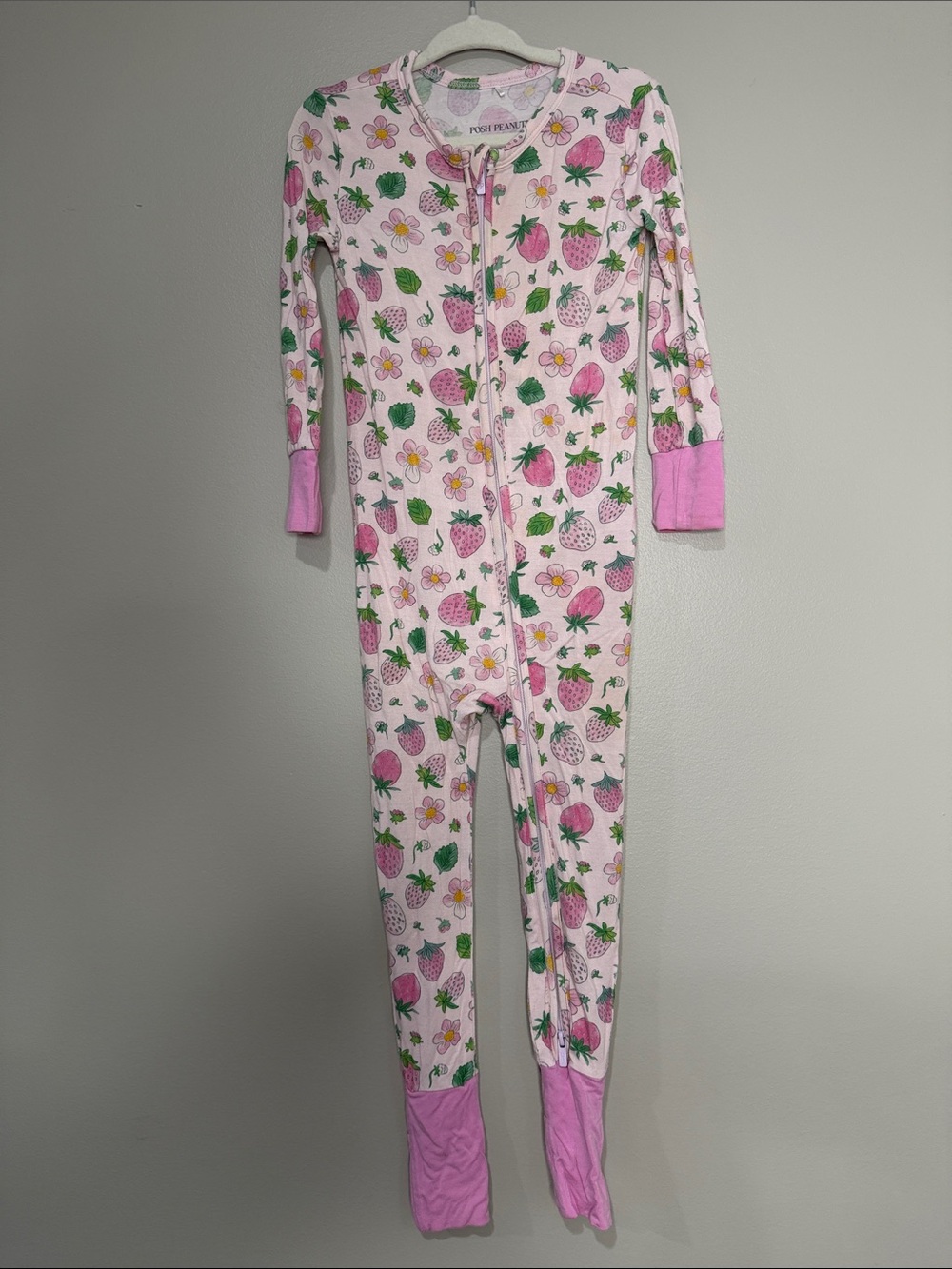 Posh Peanut Pink Strawberry & Floral Footed Romper 18-24 Months